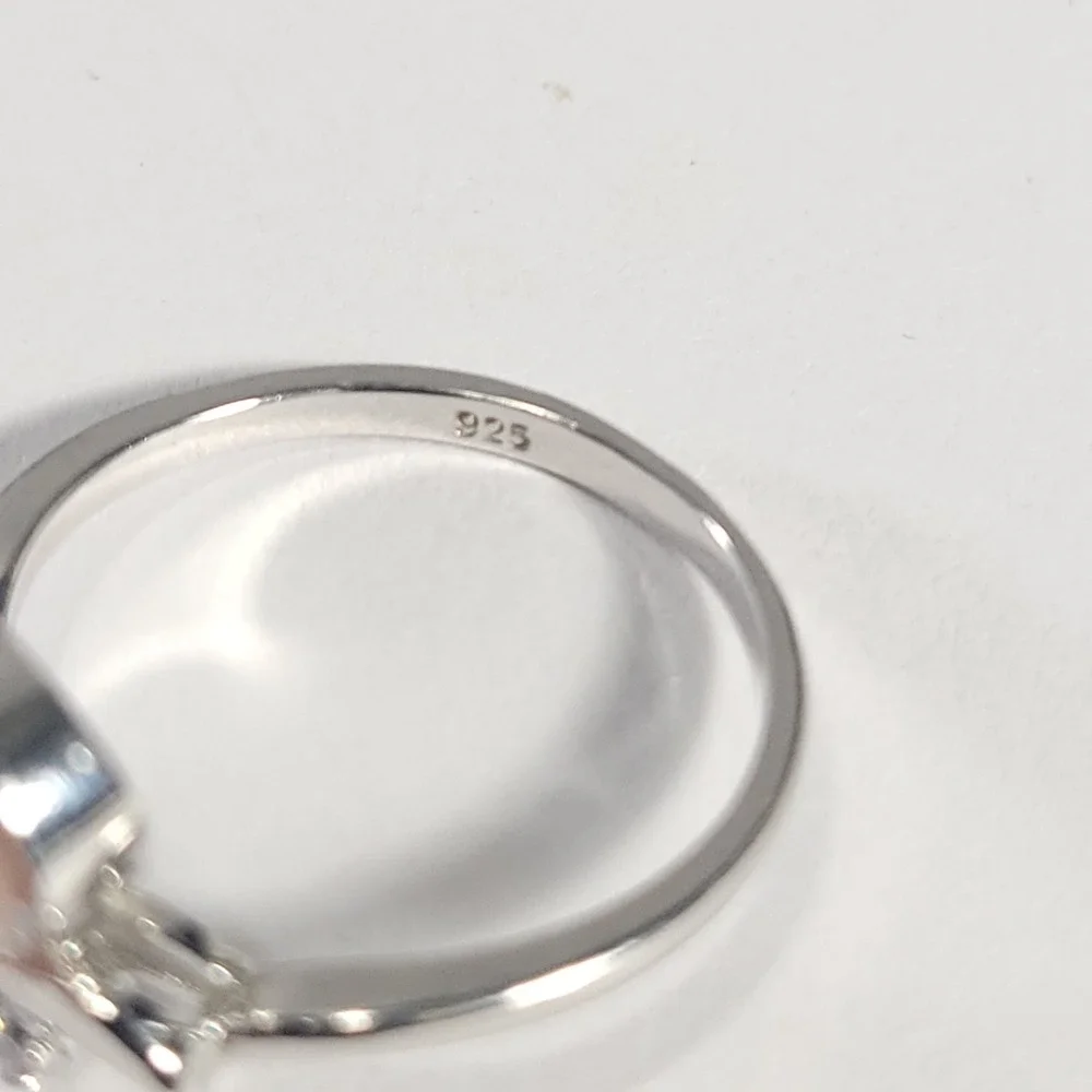 Sterling Silver Mauve Pearl Ring Women Size 6.75 Silver Infinity CZ Accent